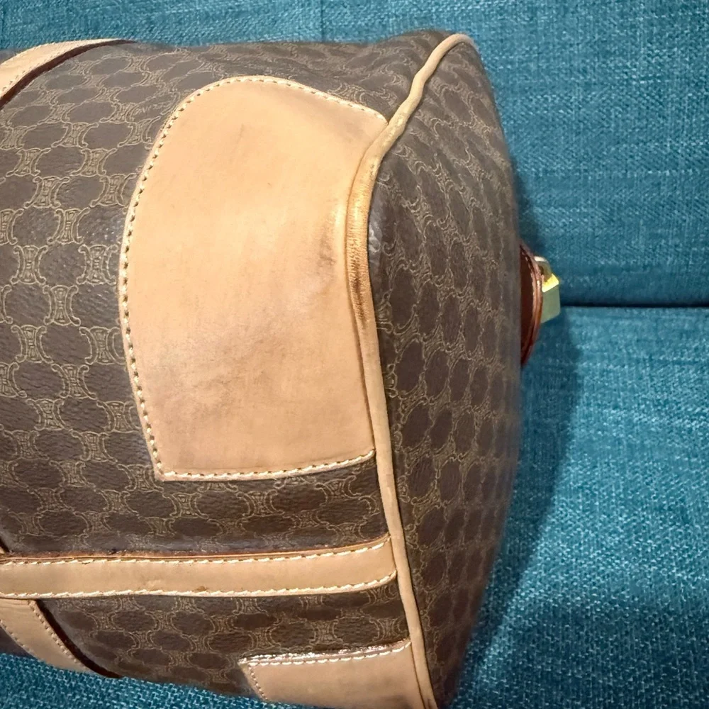 Celine Brown and Tan Macadam Boston Bag - Picture 11 of 16